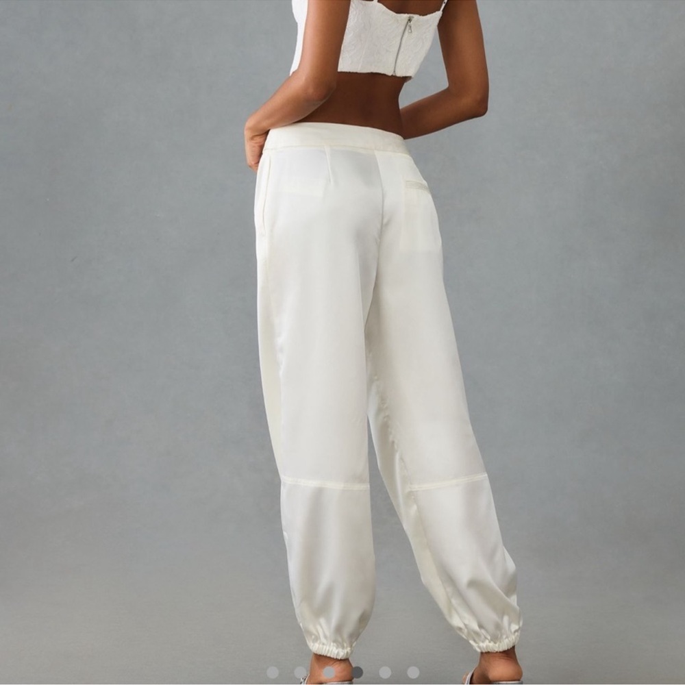 NWT Anthropologie Maeve Satin Belted Parachute Jogger Pants Size 8 - Picture 2 of 16